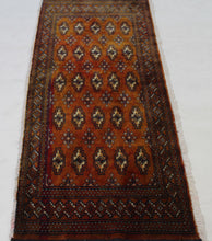 Load image into Gallery viewer, Handmade Antique, Vintage oriental Persian Turkaman rug - 140 X 65 cm
