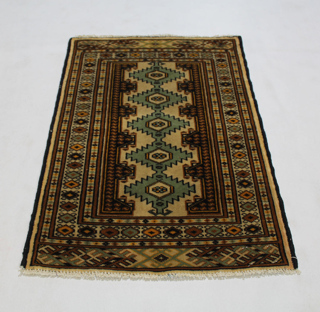 Handmade Antique, Vintage oriental Persian Turkaman rug - 78 X 55 cm