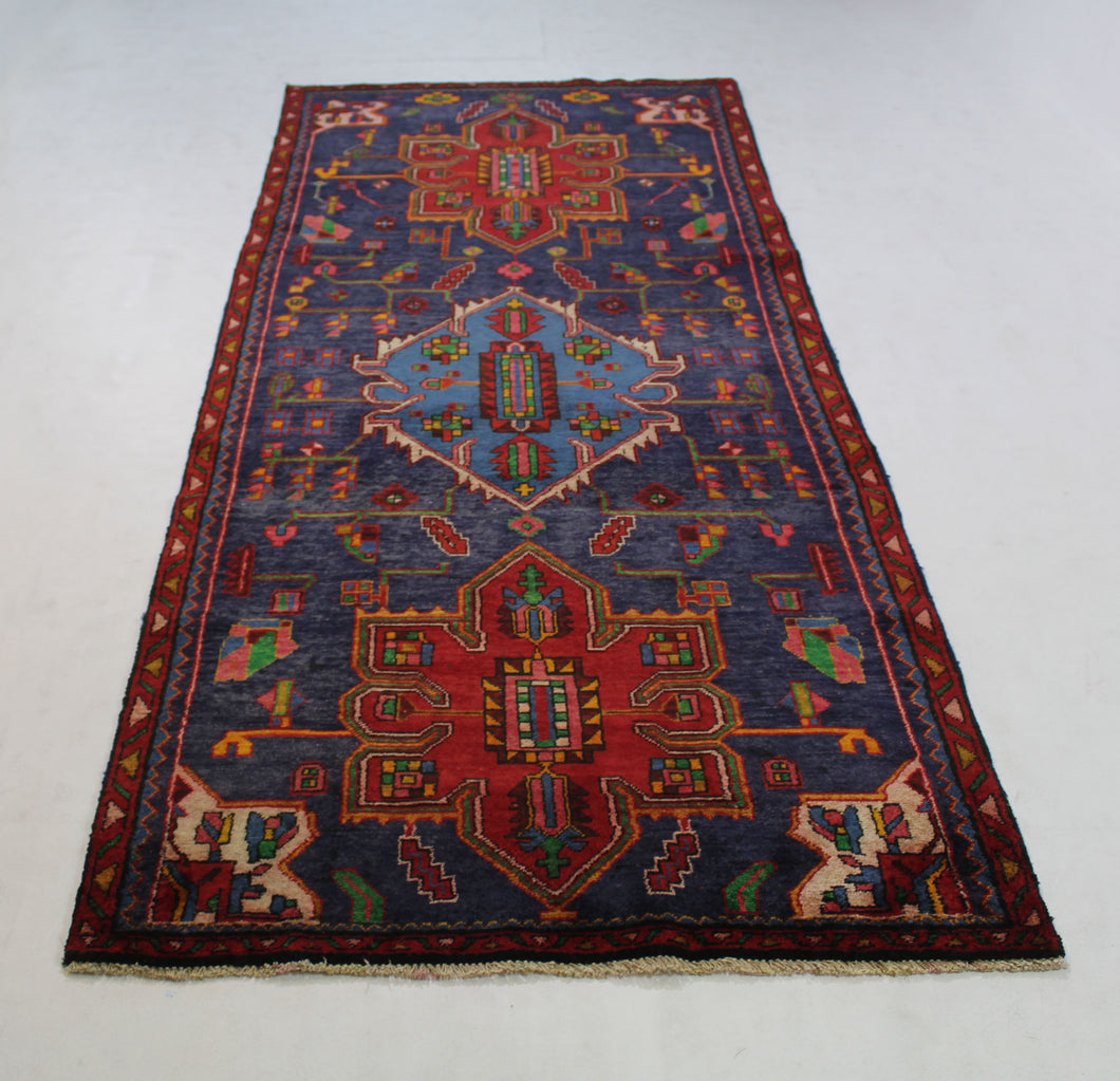 Handmade Antique, Vintage oriental Persian Vis rug - 305 X 115 cm
