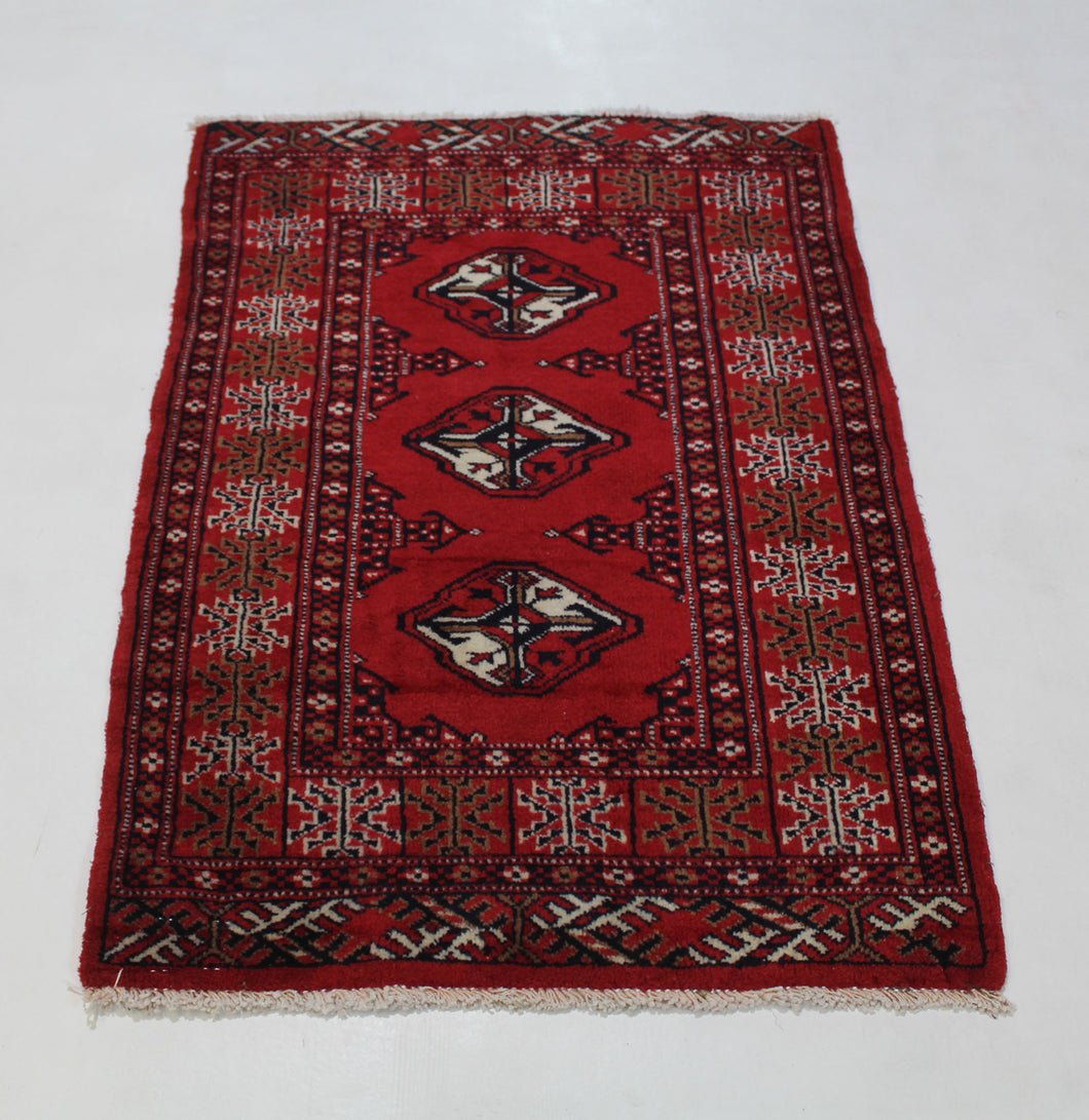 Handmade Antique, Vintage oriental Persian Turkaman rug - 95 X 61 cm