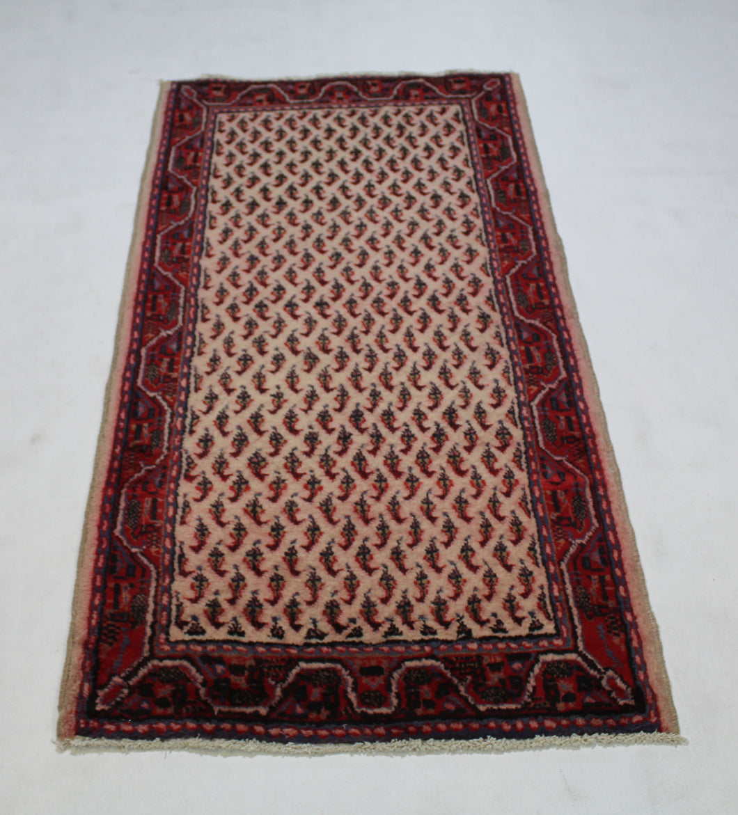 Handmade Antique, Vintage oriental Persian Arak rug - 124 X 62 cm