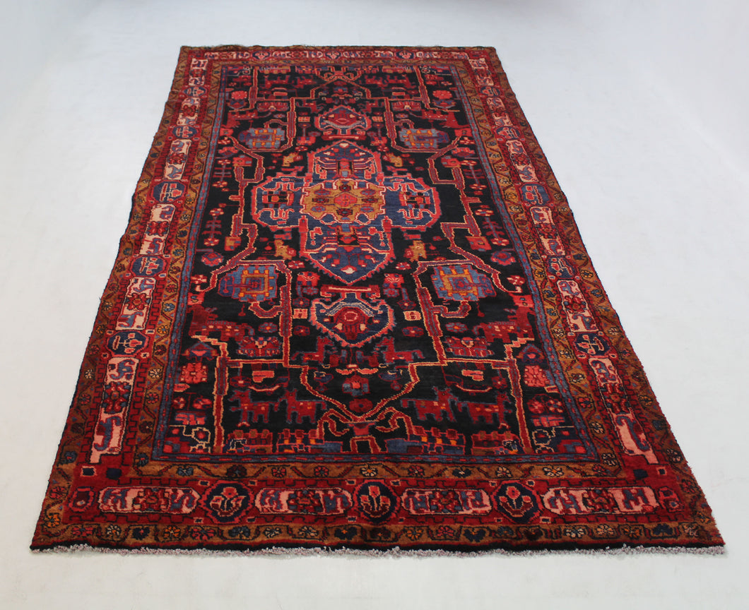 Handmade Antique, Vintage oriental Persian Nahavand rug - 305 X 145 cm