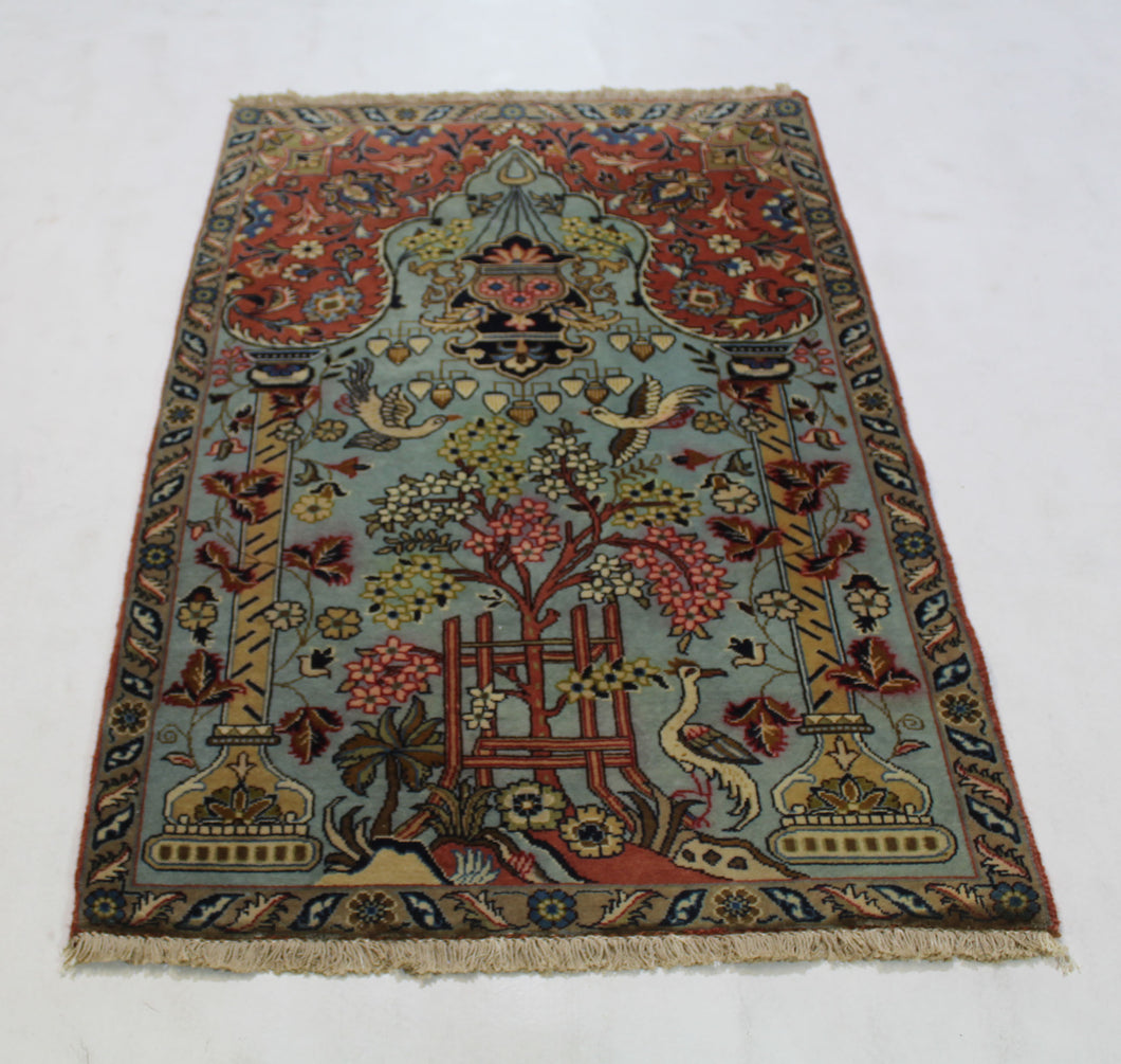 Handmade Antique, Vintage oriental Persian Tabriz rug - 125 X 72 cm