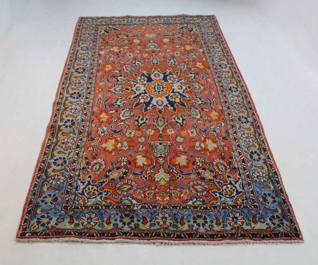 Handmade Antique, Vintage oriental Persian Yazd rug - 308 X 150 cm