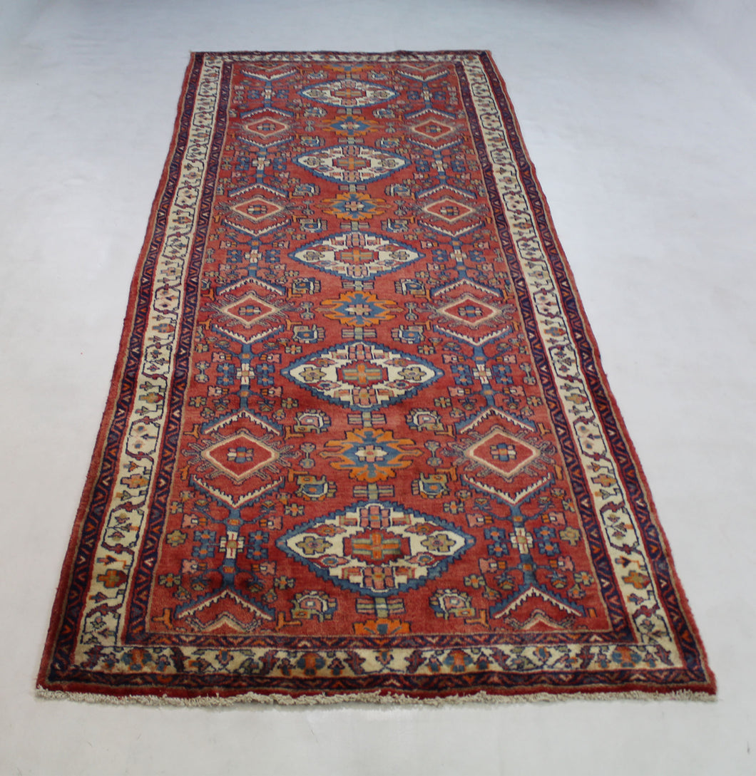 Handmade Antique, Vintage oriental Persian Mahal rug - 317 X 117 cm