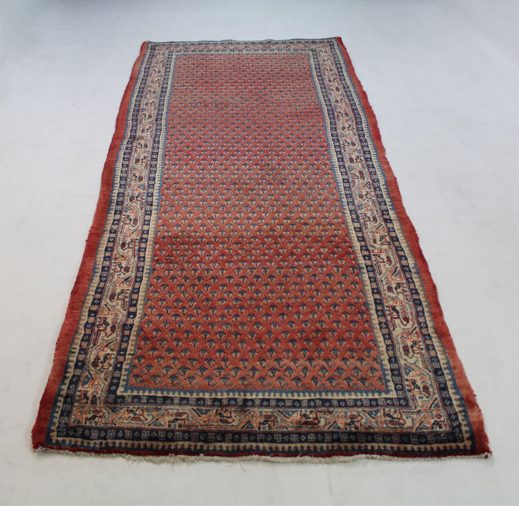 Handmade Antique, Vintage oriental Persian Arak rug - 317 X 119 cm