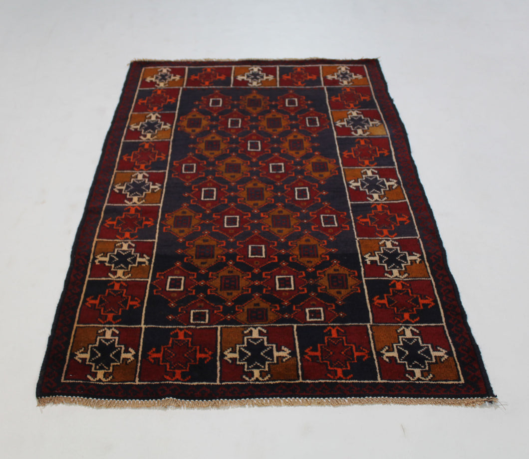 Handmade Antique, Vintage oriental Persian Baluch rug -140 X 87 cm