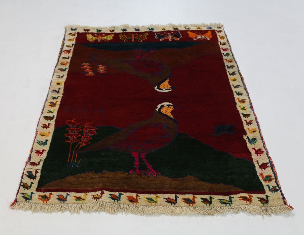 Handmade Antique, Vintage oriental Persian Gabe - 125 X 98 cm