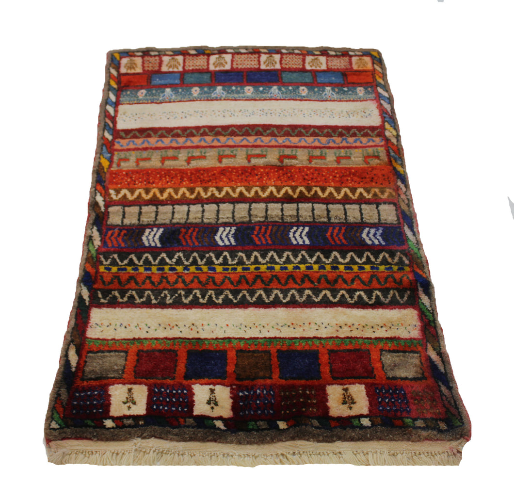 Handmade Antique, Vintage oriental Persian Qashqai rug - 155 X 90 cm