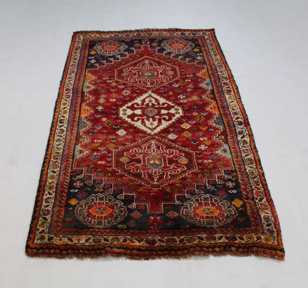 Handmade Antique, Vintage oriental Persian Qashqai rug - 160 X 89 cm