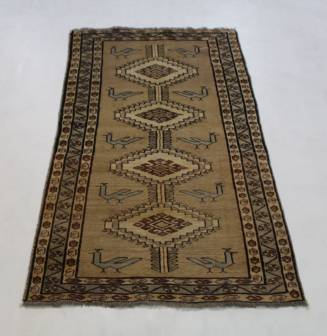 Handmade Antique, Vintage oriental Persian Qashqai rug - 188 X 98 cm