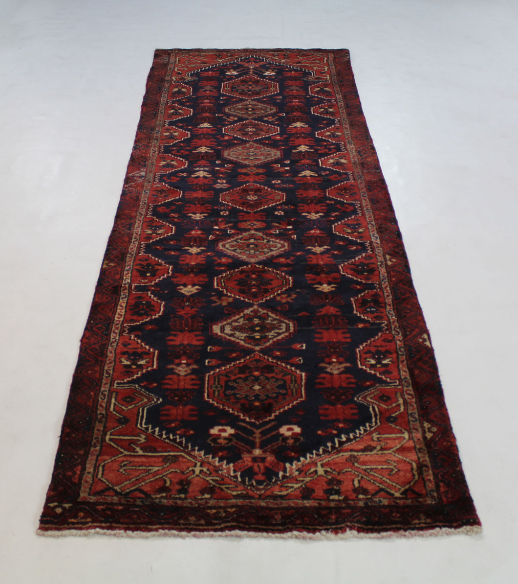 Handmade Antique, Vintage oriental Persian Hamedan rug - 290 X 95 cm