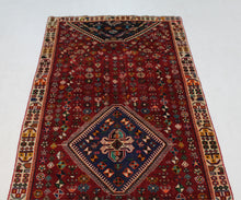 Load image into Gallery viewer, Handmade Antique, Vintage oriental Persian Qashqai rug - 273 X 110 cm
