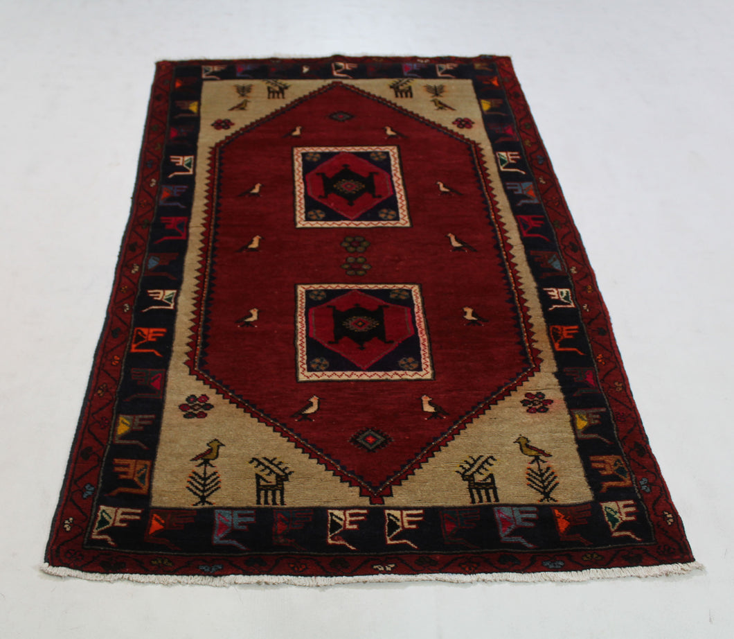 Handmade Antique, Vintage oriental Persian Kesmanshah rug - 192 X 105 cm