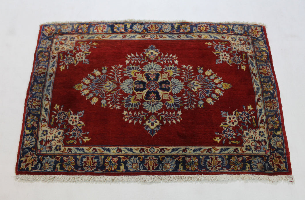 Handmade Antique, Vintage oriental Persian Kashan rug - 75 X 100 cm
