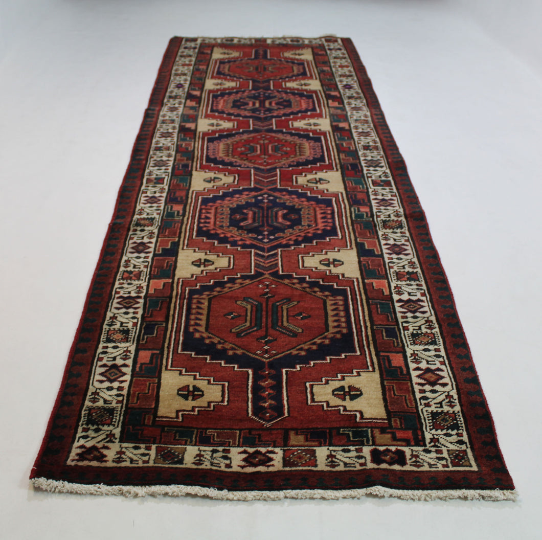 Handmade Antique, Vintage oriental Persian Sarab rug - 325 X 105 cm