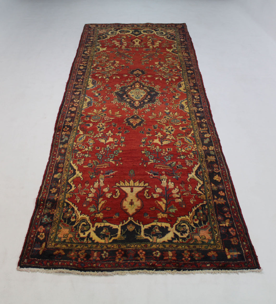 Handmade Antique, Vintage oriental Persian Malayer rug - 310 X 108 cm