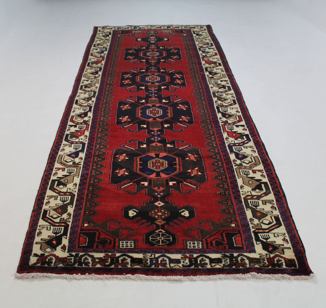 Handmade Antique, Vintage oriental Persian Mazlaghan  rug - 310 X 107 cm