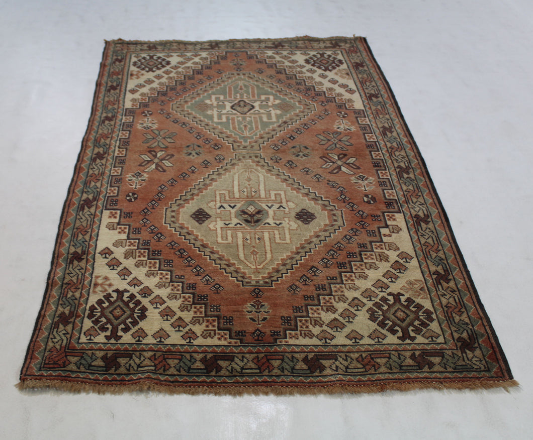 Handmade Antique, Vintage oriental Persian Qashqai  rug - 190 X 110 cm