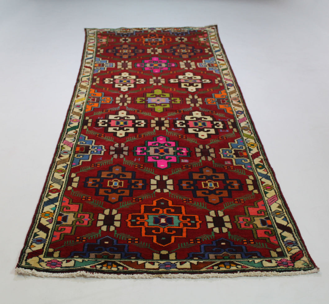 Handmade Antique, Vintage oriental Persian  Mosel rug - 305 X 102 cm