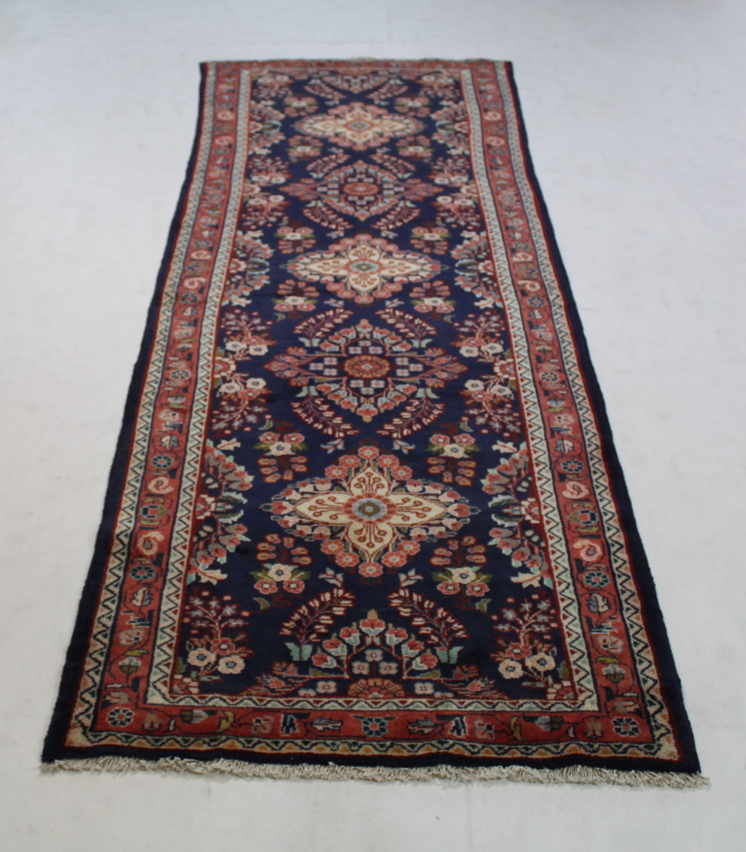 Handmade Antique, Vintage oriental Persian Malayer rug - 292 X 100 cm