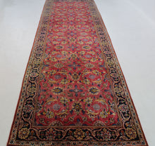 Load image into Gallery viewer, Handmade Antique, Vintage oriental Persian Kashan rug - 355 X 108 cm
