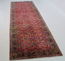 Load image into Gallery viewer, Handmade Antique, Vintage oriental Persian Kashan rug - 355 X 108 cm
