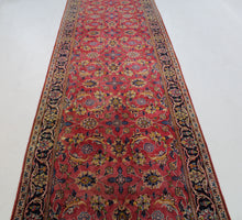 Load image into Gallery viewer, Handmade Antique, Vintage oriental Persian Kashan rug - 355 X 108 cm
