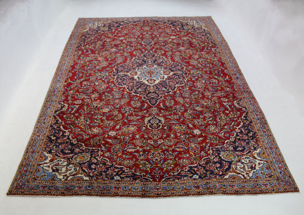 Handmade Antique, Vintage oriental Persian Kashan rug - 356 X 213 cm