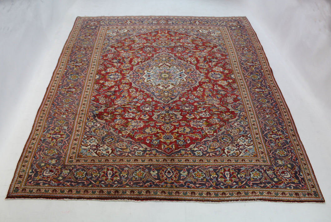 Handmade Antique, Vintage oriental Persian Kashan rug - 318 X 235 cm