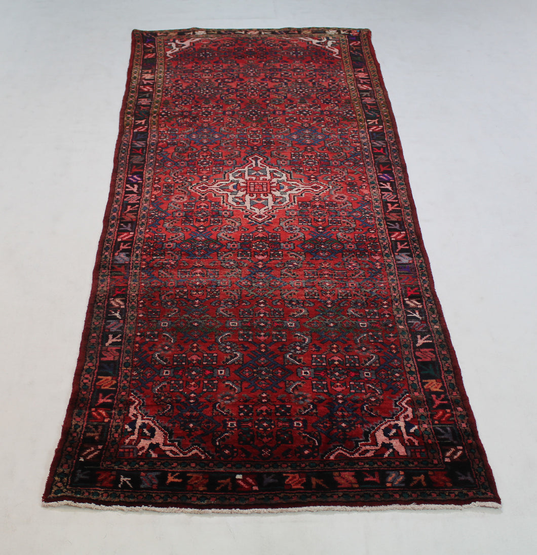 Handmade Antique, Vintage oriental Persian Hamedan rug - 280 X 110 cm