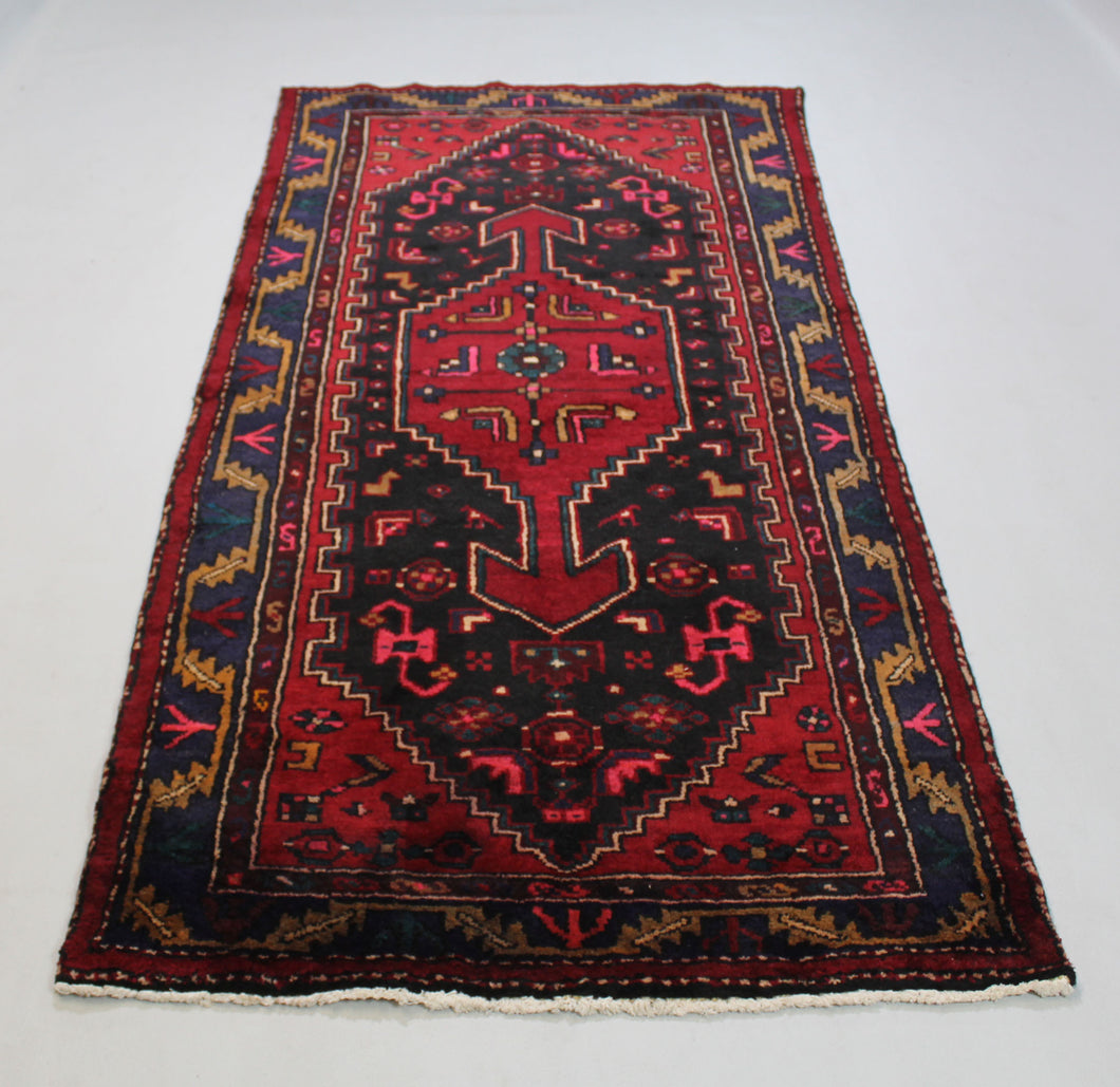 Handmade Antique, Vintage oriental Persian Hamedan rug - 225 X 117 cm