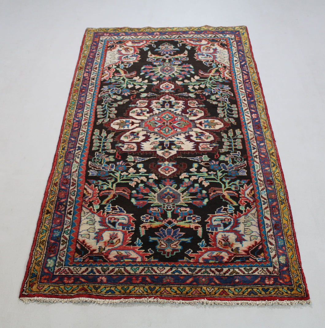 Handmade Antique, Vintage oriental Persian Hamedan rug - 212 X 107 cm
