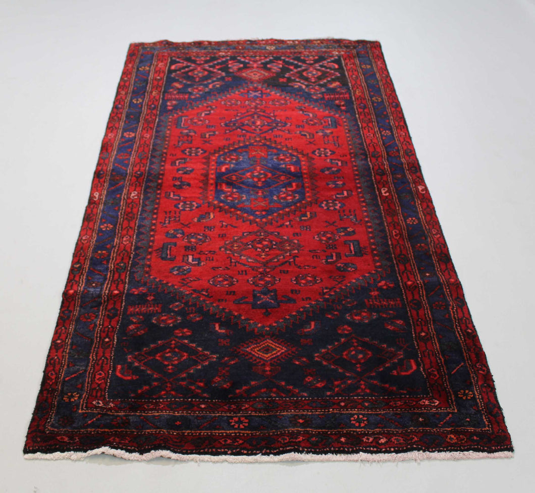 Handmade Antique, Vintage oriental Persian Zanjan rug - 197 X 107 cm