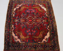 Load image into Gallery viewer, Handmade Antique, Vintage oriental Wool Persian \ Malayer rug - 90 X 110cm
