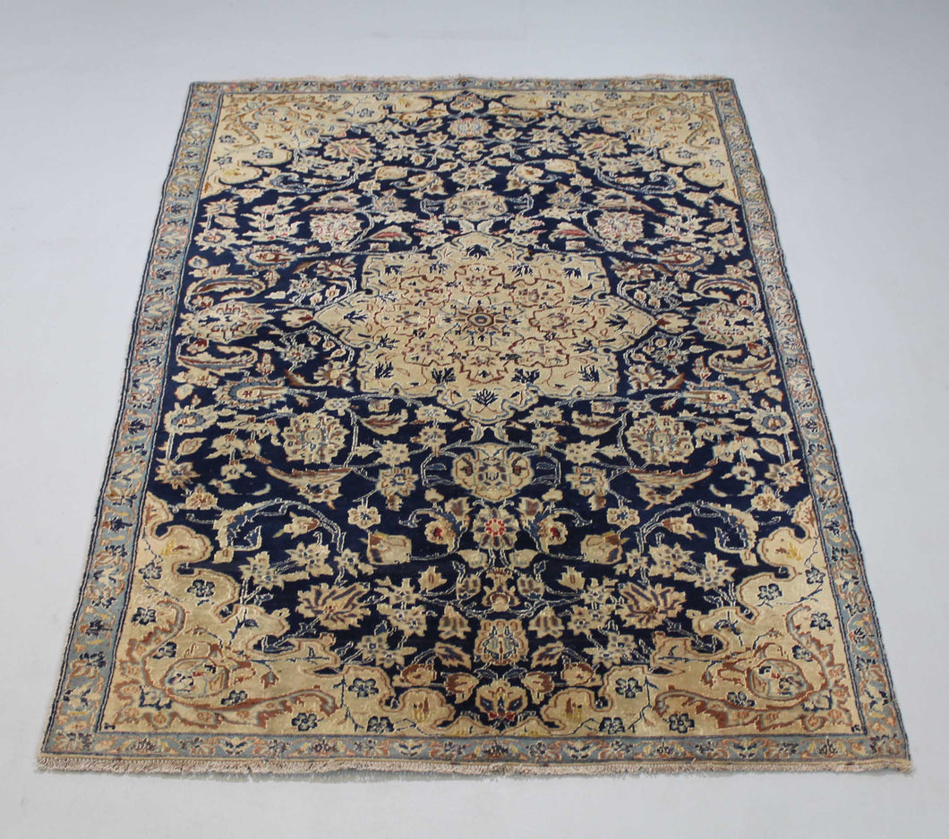 Handmade Antique, Vintage oriental Silk Persian \Hamedan rug - 200X122 cm