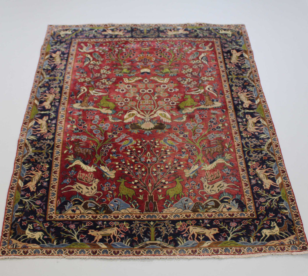 Handmade Antique, Vintage oriental Persian  Ghom rug - 245 X 150 cm