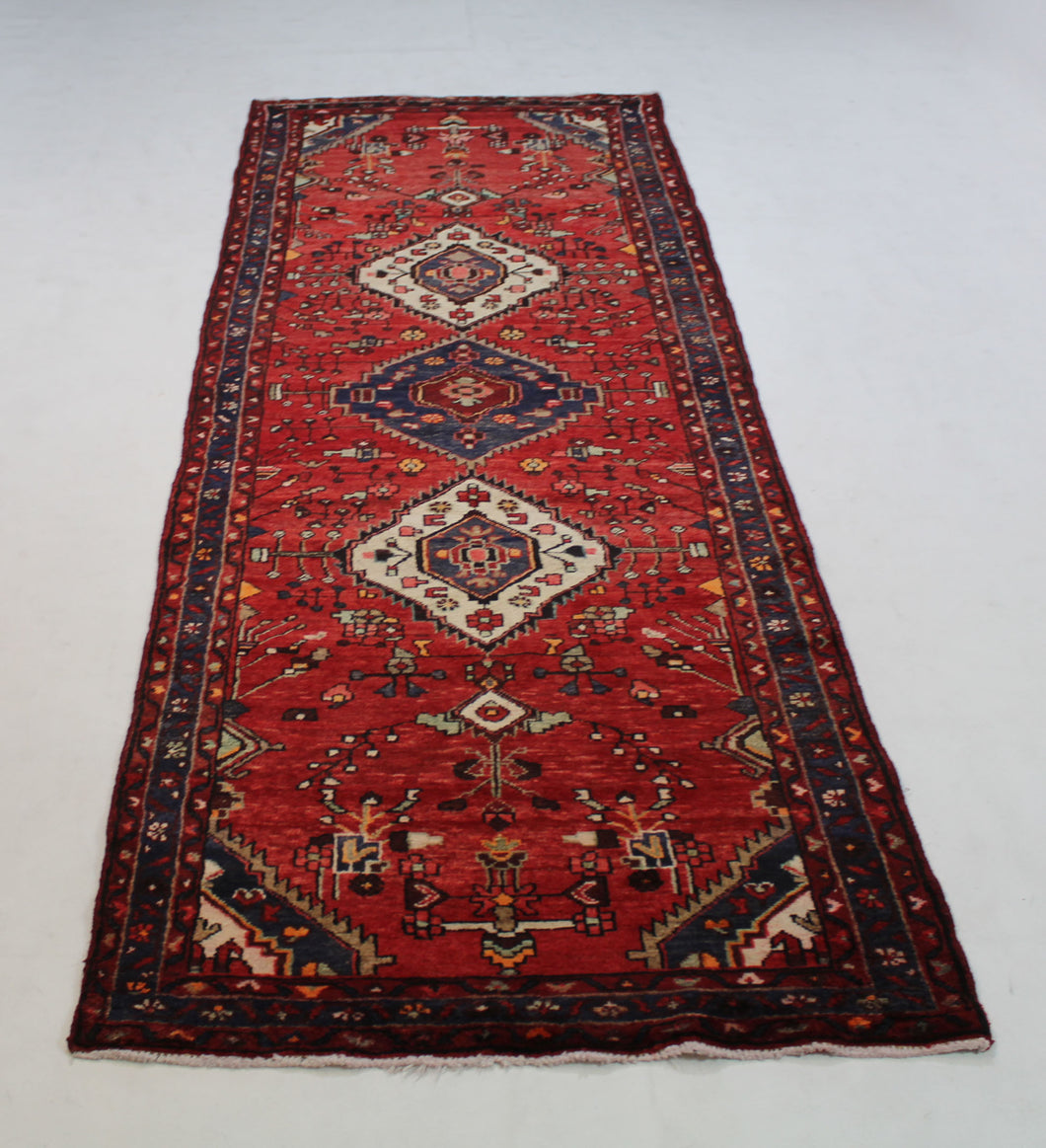 Handmade Antique, Vintage oriental Persian Hamedan rug - 280 X 100 cm