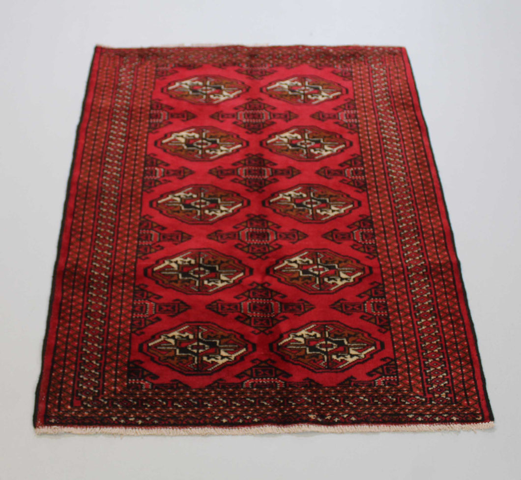Handmade Antique, Vintage oriental Persian Turkaman rug - 142 X 100 cm