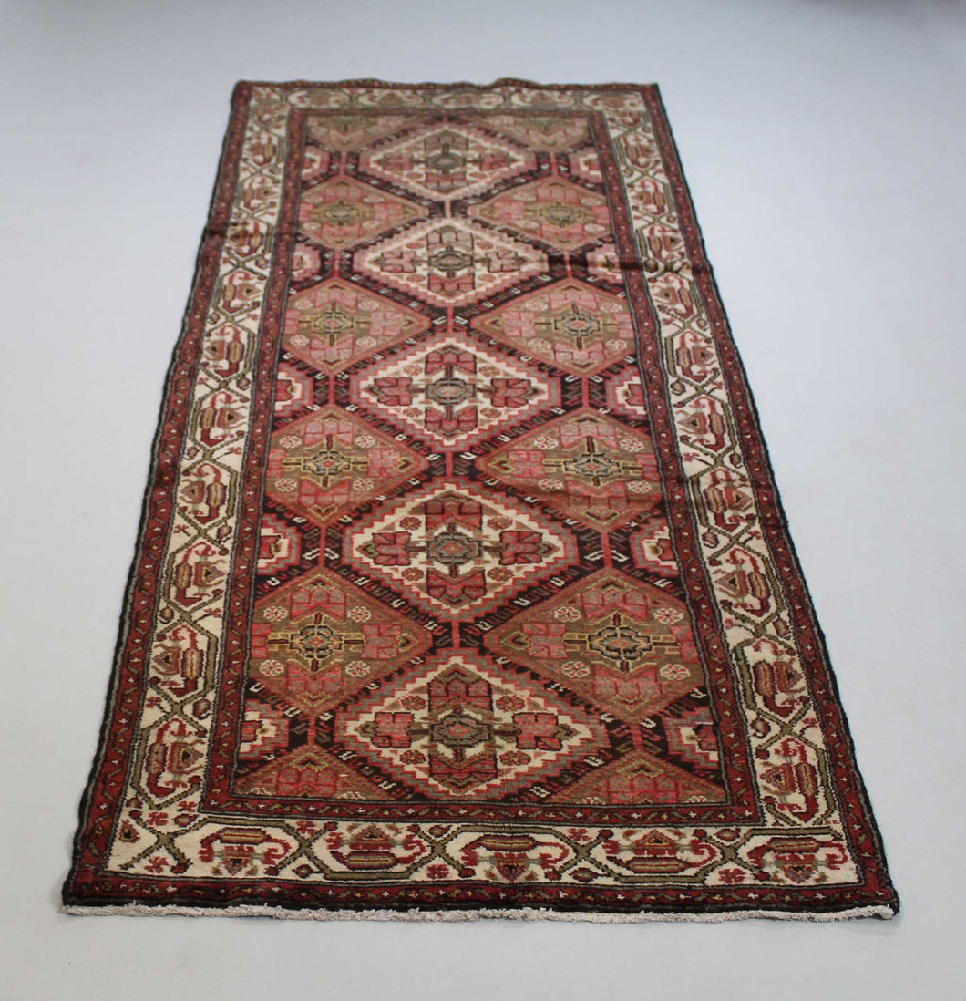 Handmade Antique, Vintage oriental Persian Malayer rug - 310 X 103 cm