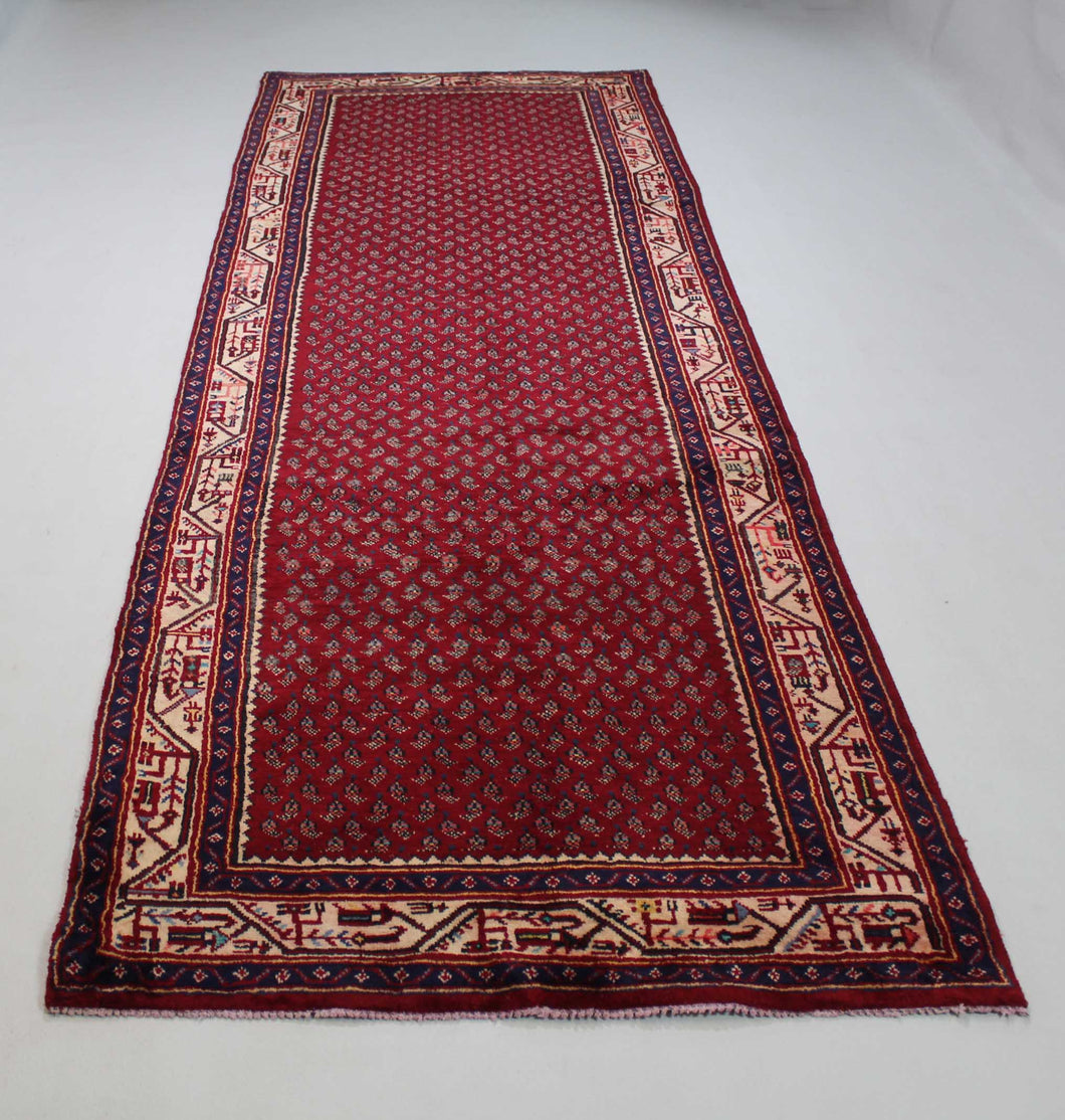 Handmade Antique, Vintage oriental Persian Arak rug - 325 X 110 cm