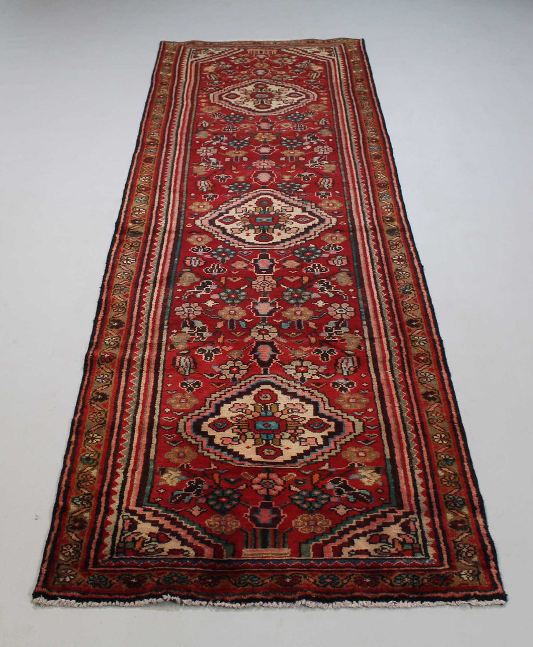 Handmade Antique, Vintage oriental wool Persian \Mosel rug - 309X 85 cm