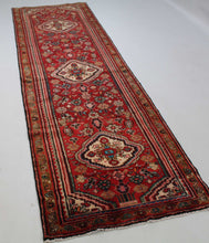 Load image into Gallery viewer, Handmade Antique, Vintage oriental wool Persian \Mosel rug - 309X 85 cm
