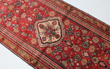 Load image into Gallery viewer, Handmade Antique, Vintage oriental wool Persian \Mosel rug - 309X 85 cm
