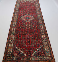 Load image into Gallery viewer, Handmade Antique, Vintage oriental Persian Hosinabad rug - 340 X 115 cm
