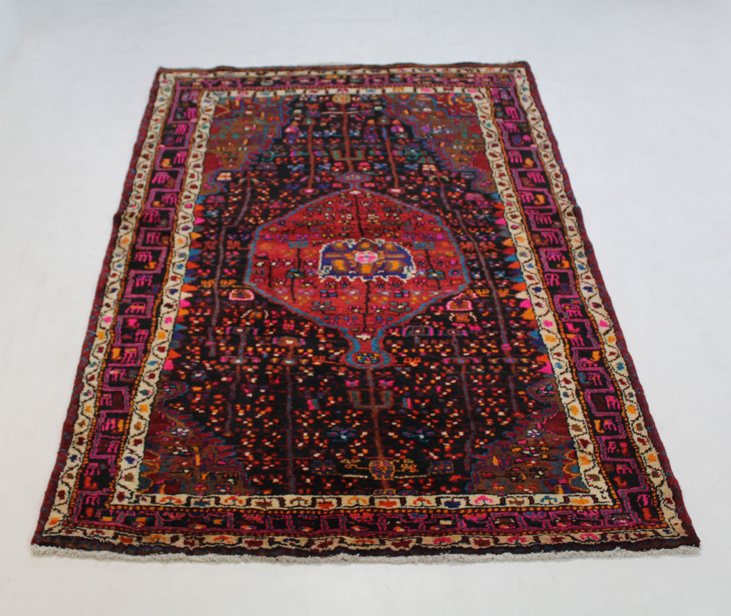 Handmade Antique, Vintage oriental Persian Hamedan rug - 216 X 144 cm