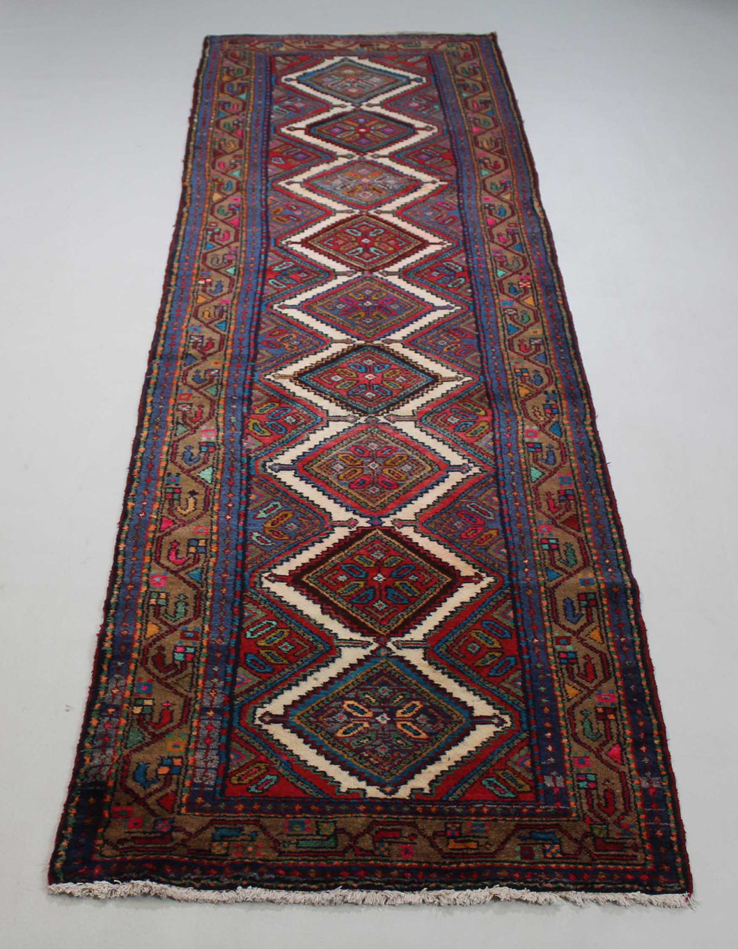 Handmade Antique, Vintage oriental wool Persian \Nahavand rug - 330 X 83 cm
