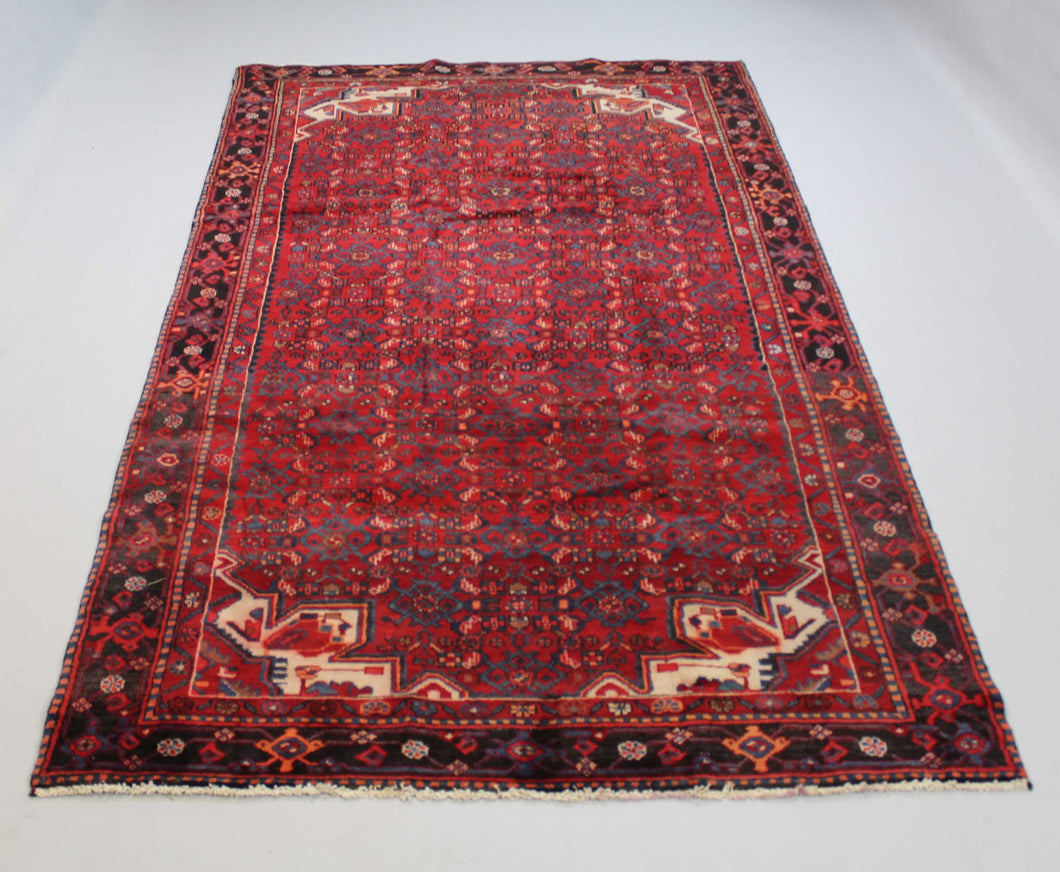 Handmade Antique, Vintage oriental Persian Hosinabad rug - 287 X 150 cm