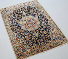 Load image into Gallery viewer, Handmade Antique, Vintage oriental wool Persian Nain rug - 130 X 89 cm
