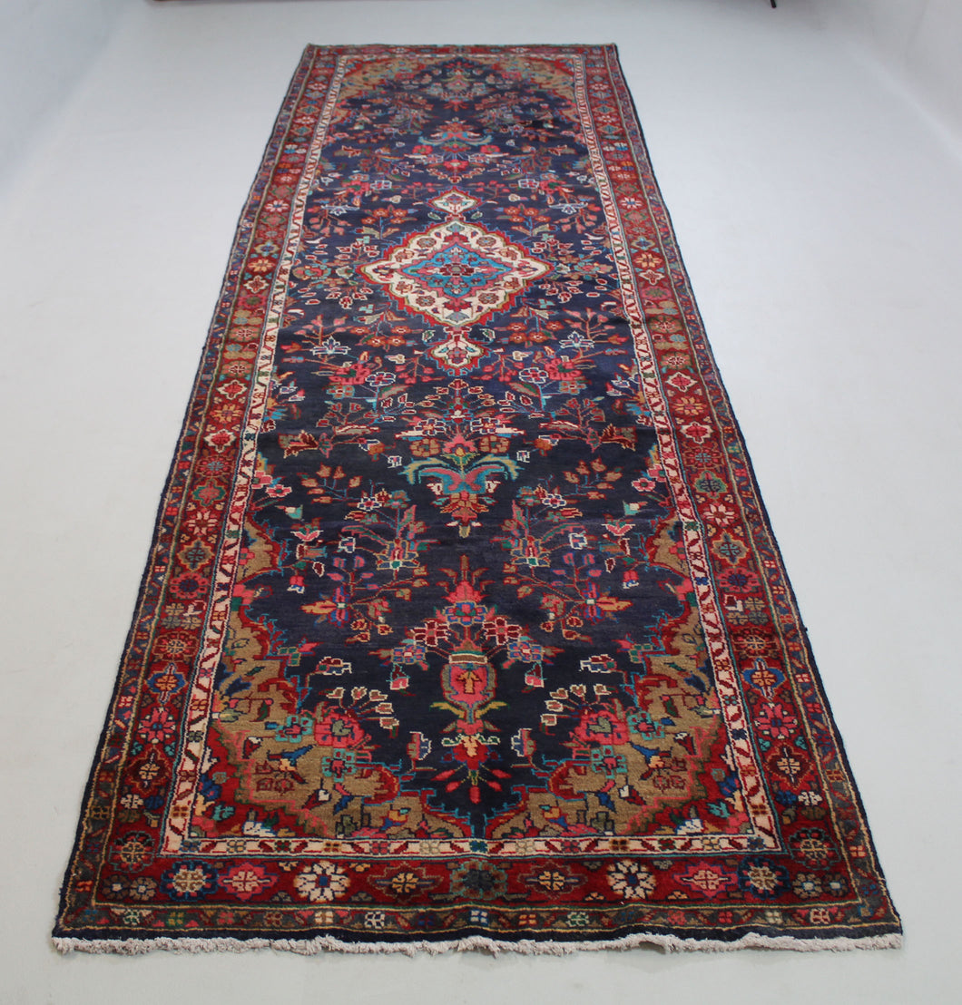 Handmade Antique, Vintage oriental wool Persian \Malayer rug - 402 X 112 cm